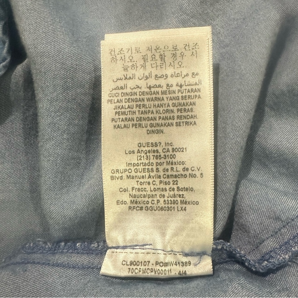 Guess Sleeveless Denim chambray dress lace up bodice with Belt Sz Xl western - Picture 7 of 9